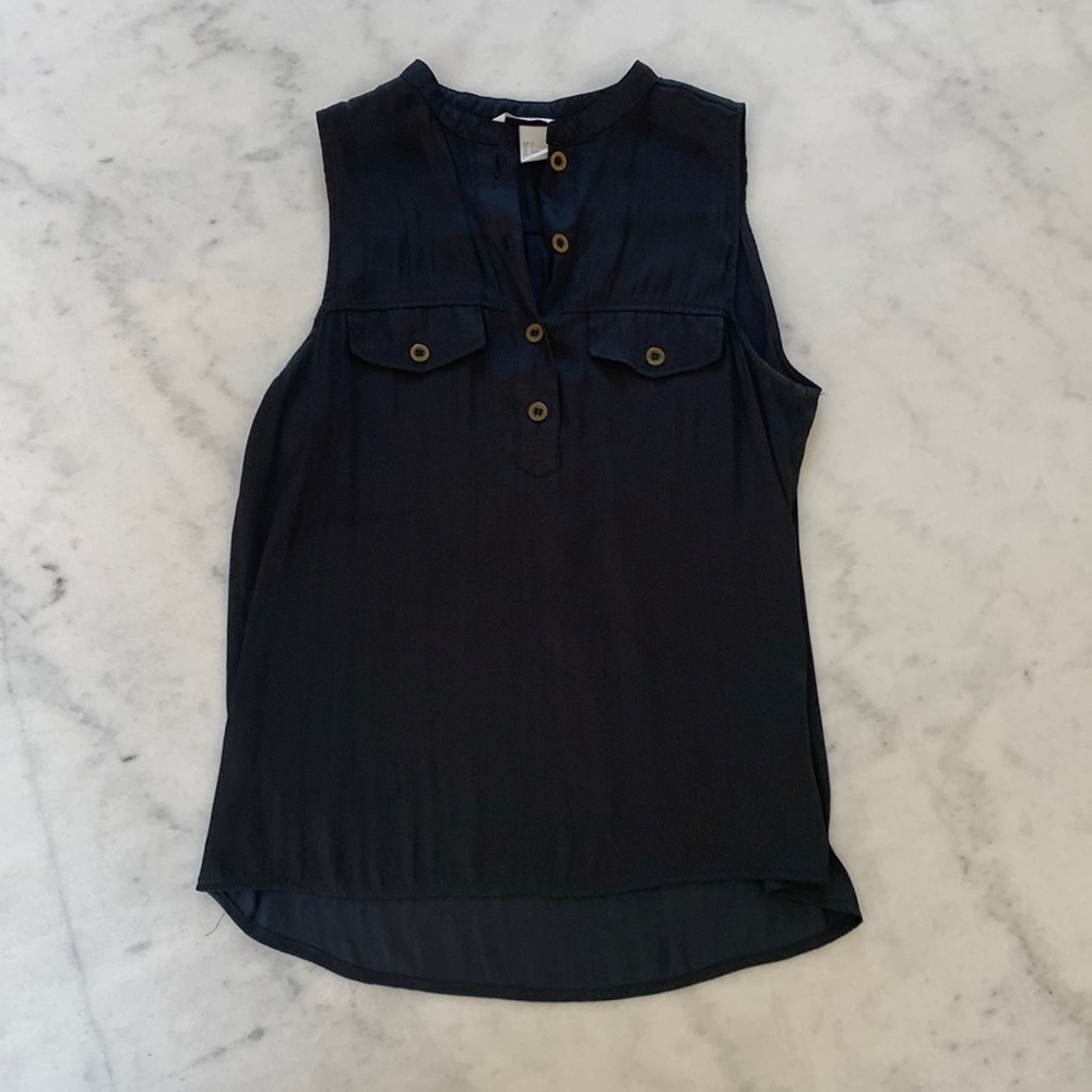 Black button up sleeveless Blouse